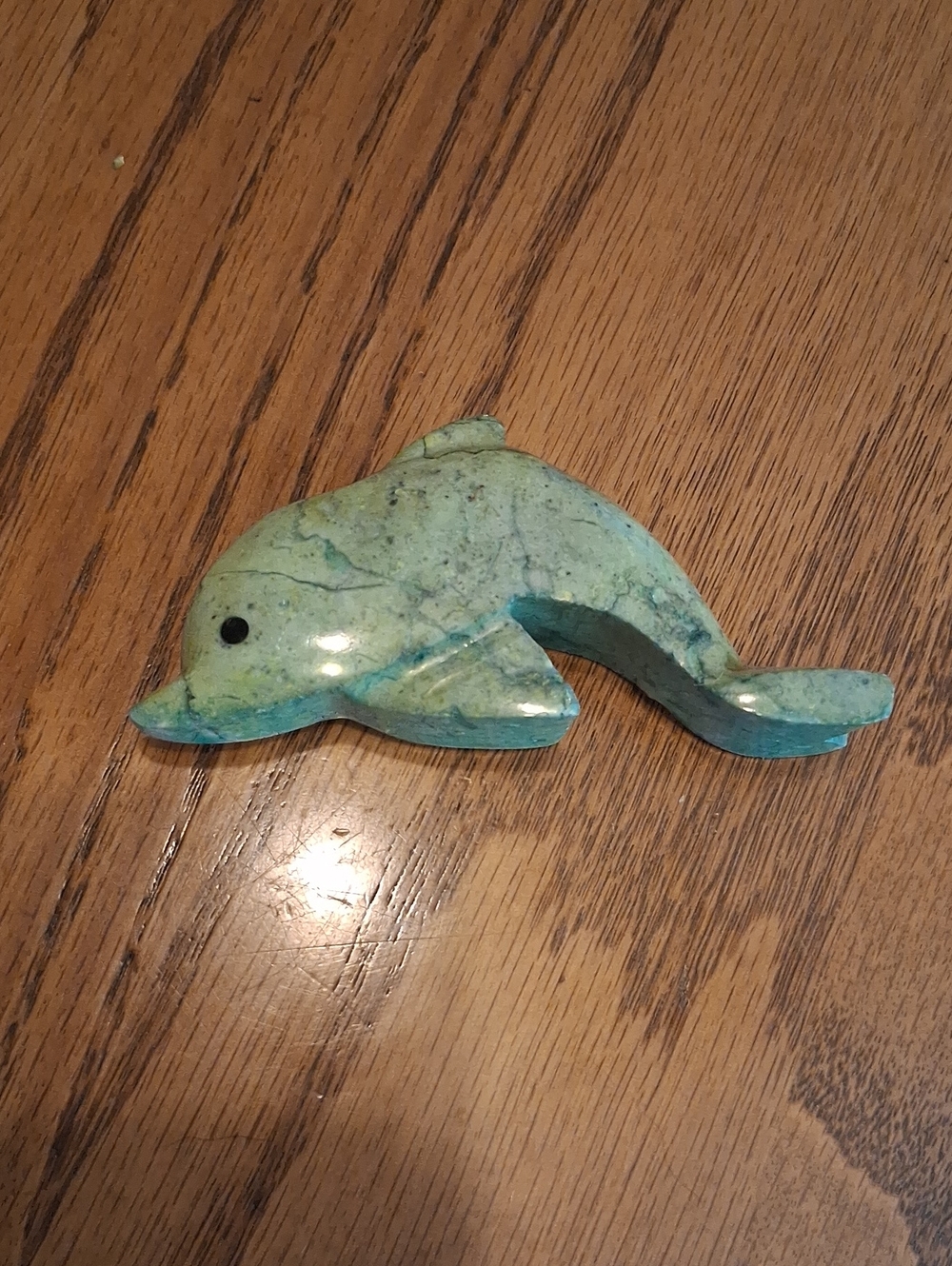 Hand-Carved Turquoise Dolphin  Soapstone Accent Sculpture